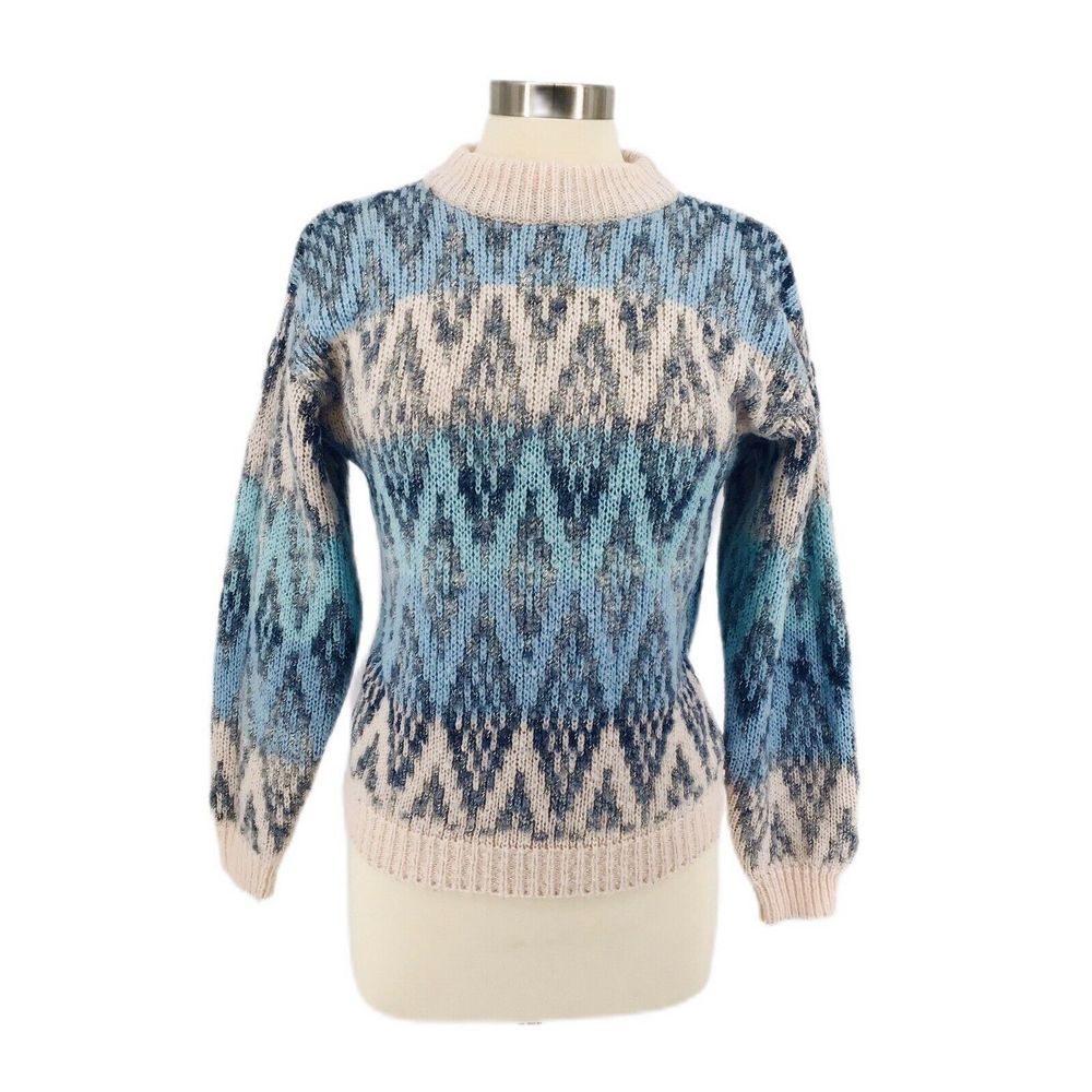 Vintage Sweater Cottagecore 80s Fairy Kei  Pastel Womens Med Knit Pink